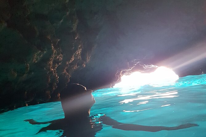 Blue cave tour - 4 caves and sandy beach - Stop 1: Kolocep Island and the Blue Cave swim