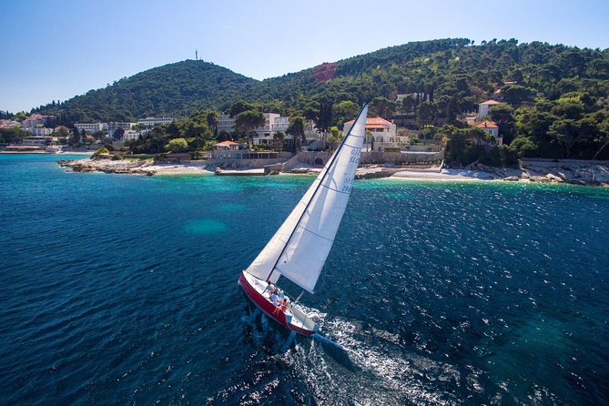Dubrovnik Private Romantic Sunset Sailing - Choosing Old Town views or the Elaphiti Islands toward Koločep and Daksa
