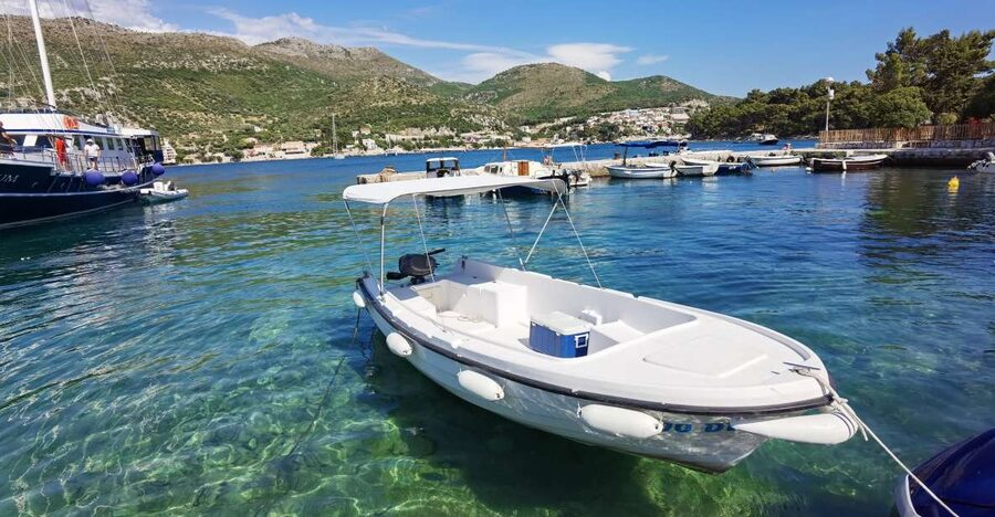 From Dubrovnik: Private Island-Hopping Customizable Cruise - Your Boat Setup: Pasara, 5 HP Tohatsu, Sunshade, and a Fridge