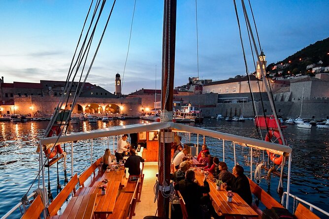 Gastro Cruise | Dinner and Boat ride around Dubrovnik Old Town - Stop 1: City Walls by Night from the Old Town Port